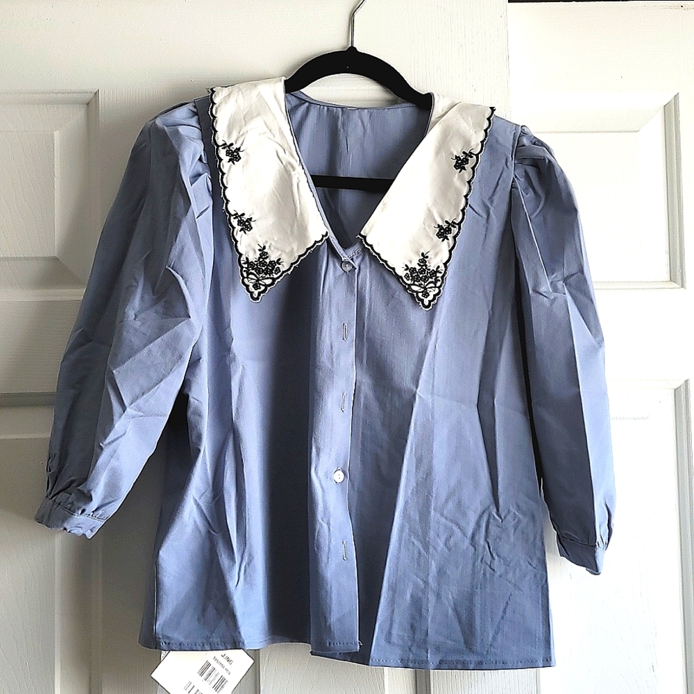 J.ing floral collar blouse M/L
